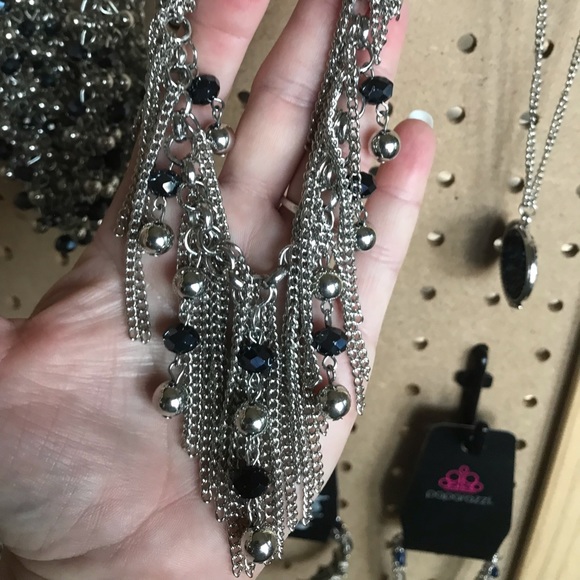 Silver w/sapphire and chain fringe